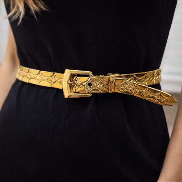 Vintage Gold Braided Leather & Metal Chain Belt